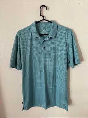 Mizzen+Main Teal Polo with Micro Dot Pattern